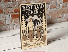 3D Father and Son / Daughter Laser Cut Scene – Layered Father's Day Shadow Box SVG File Father’s Day Gift Wall Art SVG Digital Download |#U587| VectorPort
