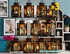World Cities Laser Cut Table Lamp Panels Bundle – Skyline Lantern SVGs of New York, Paris, London & More Digital Download |#U590| VectorPort