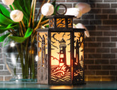 Coastal Lighthouse Lantern SVG – Laser Cut Table Lamp – Nautical Decor Lightbox Tea Light Candle Holder Digital Download |#U592|