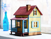 Miniature Wooden House Laser Cut File – DIY 3D Model, Cute Painted Cottage Village with Glowing Windows, Home Decor Digital Download |#U593|