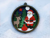 Christmas Layered Design | Round 3D Winter Scene with Santa, Snowman SVG | Laser Cut Shadow Box Digital Download |#U596|