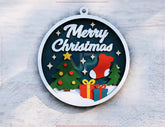 Christmas Layered Design | Round 3D Winter Scene with Santa, Snowman SVG | Laser Cut Shadow Box Digital Download |#U597| VectorPort
