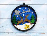 New Year Layered Design | Round 3D Winter Scene with Santa, Snowman SVG | Laser Cut Shadow Box Digital Download |#U599| VectorPort