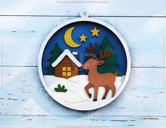 New Year Layered Design | Round 3D Winter Scene with Santa, Snowman SVG | Laser Cut Shadow Box Digital Download |#U600| VectorPort