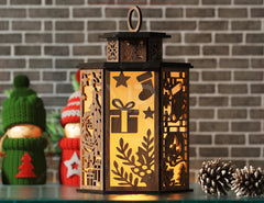 Christmas Lantern Candle Holder, Festive Lantern, Holiday Tea Light, New Year Themed Laser Cut Digital Download |#U604| VectorPort