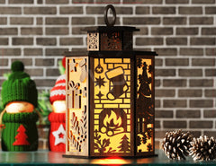 Christmas Lantern Candle Holder, Festive Lantern, Holiday Tea Light, New Year Themed Laser Cut Digital Download |#U604|