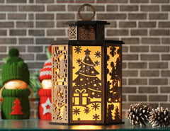 Christmas Lantern Candle Holder, Festive Lantern, Holiday Tea Light, New Year Themed Laser Cut Digital Download |#U604|