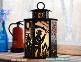 Firefighter Theme Laser Cut Table Lamp with Helmet, Axe, Fire Symbol, Hose, Gift for Firefighters Digital Download |#U605| VectorPort