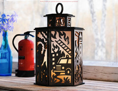 Firefighter Theme Laser Cut Table Lamp with Helmet, Axe, Fire Symbol, Hose, Gift for Firefighters Digital Download |#U605|