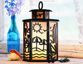 Laser Cut Summer Travel Theme Lamp with Beach, Umbrella, Palm Tree, Airplane, Sun & Sand Scene Digital Download |#U608|