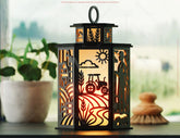 Farmer Laser Cut Farm Theme Lantern with Tractor, Barn, Hay Bales – Rustic Candle Holder Lamp Digital Download |#U610| VectorPort
