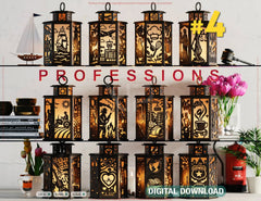 Profession Theme Laser Cut Lantern Bundle 12 Occupation- Candle Holder SVG Doctor, Pilot, Teacher, Sailor & More Digital Download |#U614| VectorPort
