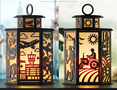 Profession Theme Laser Cut Lantern Bundle 12 Occupation- Candle Holder SVG Doctor, Pilot, Teacher, Sailor & More Digital Download |#U614|
