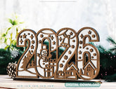 2026 Christmas Standing Display, Festive Wooden Cutout Scene with Snowman, Reindeer, and Snowflakes, Laser Cut Digital Download |#U616|