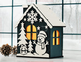 3D Christmas House Laser Cut File – Layered Holiday SVG, Miniature Winter Home Decor, Candle Holder - New Year Scene Digital Download |#U617|