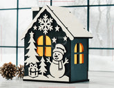3D Christmas House Laser Cut File – Layered Holiday SVG, Miniature Winter Home Decor, Candle Holder - New Year Scene Digital Download |#U617| VectorPort