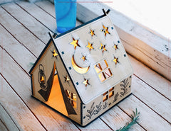 3D Camping Tent Lantern SVG – Laser Cut Miniature Camp House, Rustic Layered Candle Holder, Campfire Night Décor Digital Download |#U618| VectorPort