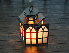 Cathedral Lantern SVG – Laser Cut Hexagon Lamp, Gothic Window Candle Holder, 3D Light Box File, Elegant Church Decor Digital Download |#U619|