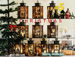 Christmas Candle Holder Bundle Nativity Lantern Holy Night Laser Cut Lamp Files 10 Festive Designs Digital Download |#U621|