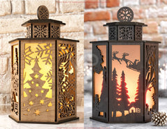 Christmas Candle Holder Bundle Nativity Lantern Holy Night Laser Cut Lamp Files 10 Festive Designs Digital Download |#U621|