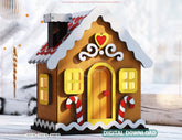 Gingerbread House Laser Cut 3D Christmas Cottage SVG Holiday Miniature Candy House Template DIY Candle Holder Digital Download |#U626| VectorPort