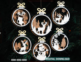 New Year 3D Christmas Ornament Bundle | Laser Cut Snowy Scene Holiday Tree Hanging Baubles | Digital Download |#U628| VectorPort