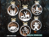 New Year 3D Christmas Ornament Bundle | Laser Cut Snowy Scene Holiday Tree Hanging Baubles | Digital Download |#U629|