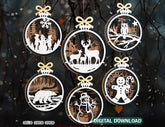 New Year 3D Christmas Ornament Bundle | Laser Cut Snowy Scene Holiday Tree Hanging Baubles | Digital Download |#U629| VectorPort