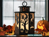 Halloween Ghost Lantern – Haunted Scene Spooky Bats Candle Holder Digital Download |#U630| VectorPort