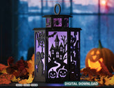 Halloween Bats Haunted House Candle Holder Spooky Scene Witch Holiday Digital Download |#U631|