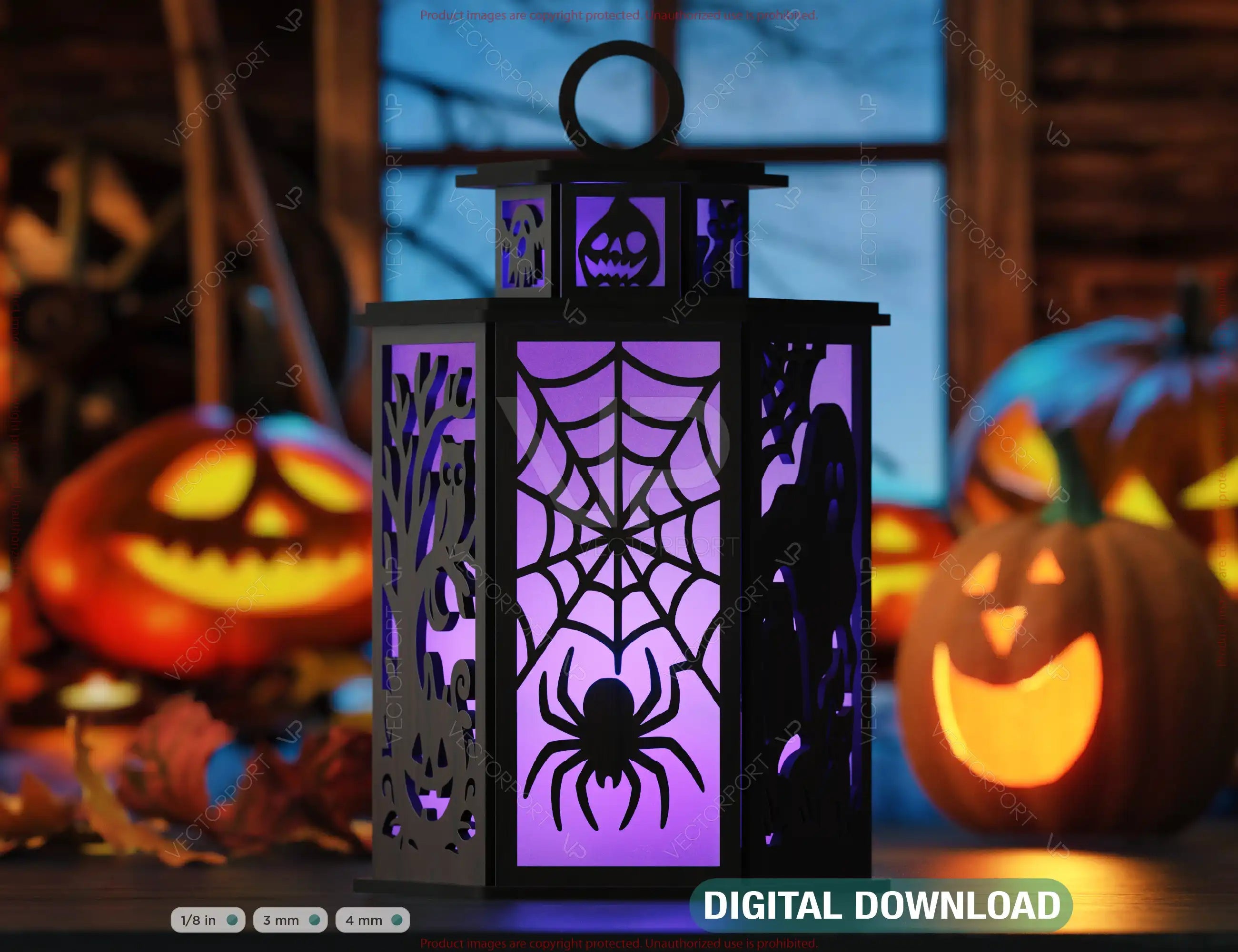 Halloween Haunted House Tealight Lantern SVG – Spooky Ghosts & Bats Candle Holder Digital Download |#U632| VectorPort