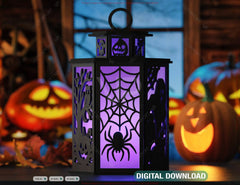 Halloween Haunted House Tealight Lantern SVG – Spooky Ghosts & Bats Candle Holder Digital Download |#U632| VectorPort