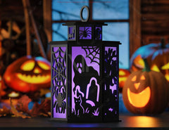 Halloween Haunted House Tealight Lantern SVG – Spooky Ghosts & Bats Candle Holder Digital Download |#U632| VectorPort