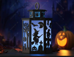 Ghosts In the Night Halloween Tealight Lantern SVG – Spooky Ghosts & Bats Candle Holder Digital Download |#U633| VectorPort