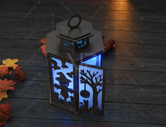 Ghosts In the Night Halloween Tealight Lantern SVG – Spooky Ghosts & Bats Candle Holder Digital Download |#U633|