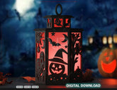 Scary House Tealight Lantern Halloween Ghost & Bats Candle Holder Digital Download |#U634| VectorPort