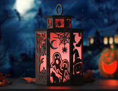 Scary House Tealight Lantern Halloween Ghost & Bats Candle Holder Digital Download |#U634|