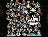 New Year 3D Christmas Ornament Bundle of 36 | Laser Cut Snowy Scene Holiday Tree Hanging Baubles | Digital Download |#U636| VectorPort