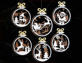New Year 3D Christmas Ornament Bundle of 36 | Laser Cut Snowy Scene Holiday Tree Hanging Baubles | Digital Download |#U636| VectorPort