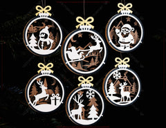 New Year 3D Christmas Ornament Bundle of 36 | Laser Cut Snowy Scene Holiday Tree Hanging Baubles | Digital Download |#U636| VectorPort
