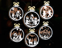 New Year 3D Christmas Ornament Bundle of 36 | Laser Cut Snowy Scene Holiday Tree Hanging Baubles | Digital Download |#U636|