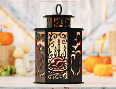 Thanksgiving Lantern Tealight Holder SVG – Autumn Leaves, Pumpkins & Turkey Candle Box Digital Download |#U639|
