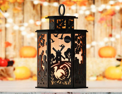 Thanksgiving Tealight Lantern SVG – Autumn Leaves, Pumpkins & Turkey Candle Holder Digital Download |#U640|