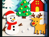 Christmas Shadow Box Snowman & Reindeer | Layered Papercut SVG | 3D Winter Scene with Santa Sleigh, Wall Art Frame Digital Download |#U641| VectorPort