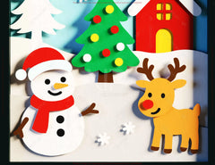 Christmas Shadow Box Snowman & Reindeer | Layered Papercut SVG | 3D Winter Scene with Santa Sleigh, Wall Art Frame Digital Download |#U641|