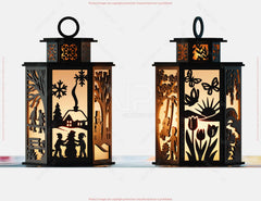 Four Seasons Lantern Bundle SVG – Spring, Summer, Autumn & Winter Tealight Holders | Candle Holder Digital Download |#U642|