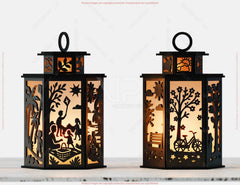 Four Seasons Lantern Bundle SVG – Spring, Summer, Autumn & Winter Tealight Holders | Candle Holder Digital Download |#U642| VectorPort