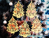Tree Shape Christmas Ornament New Year Decoration | Laser Cut Snowy Scene Holiday Hanging Baubles | Digital Download |#U643| VectorPort