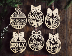 Editable Christmas Ornament SVG Personalized Name Bauble Laser Cut File Custom Xmas Decoration Glowforge Cricut Digital Download |#U647|