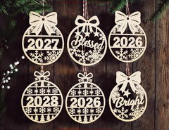 Editable Christmas Ornament SVG Personalized Name Bauble Laser Cut File Custom Xmas Decoration Glowforge Cricut Digital Download |#U647|